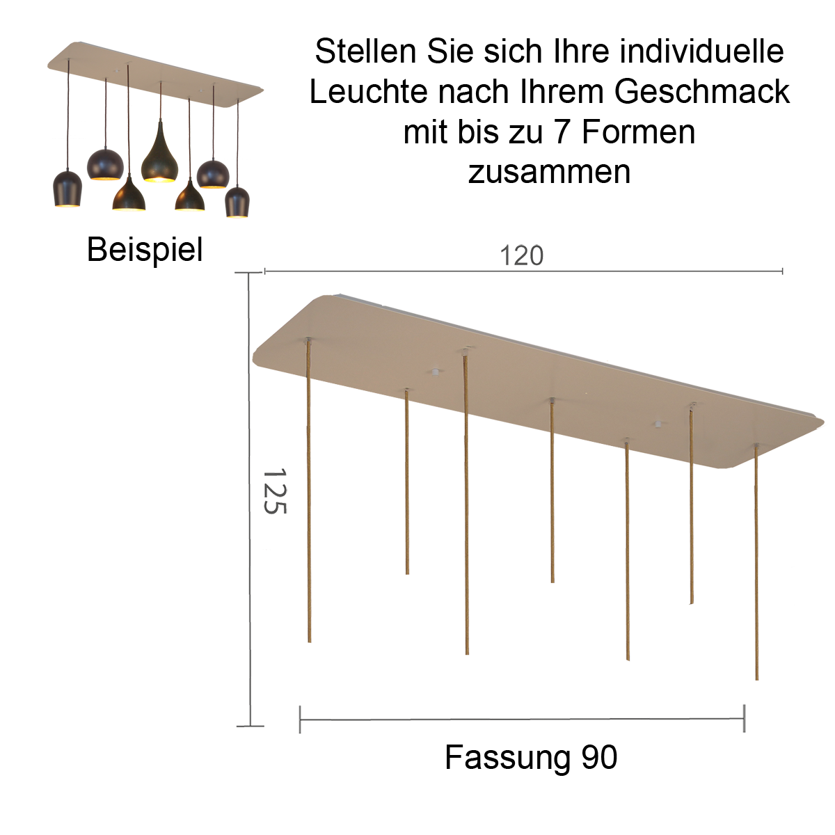 Menzel SOLO  großer Baldachin 120 x 35cm für Gehänge frei bestückbar mit unseren  Pendelformen, Farben wählbar
