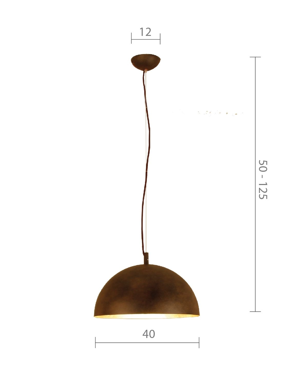 Menzel SOLO  Pendel Hängeleuchte Halbkugel D=40cm Eisen braun schwarz Innen Blattgold 1 x E27 modernes Landhaus
