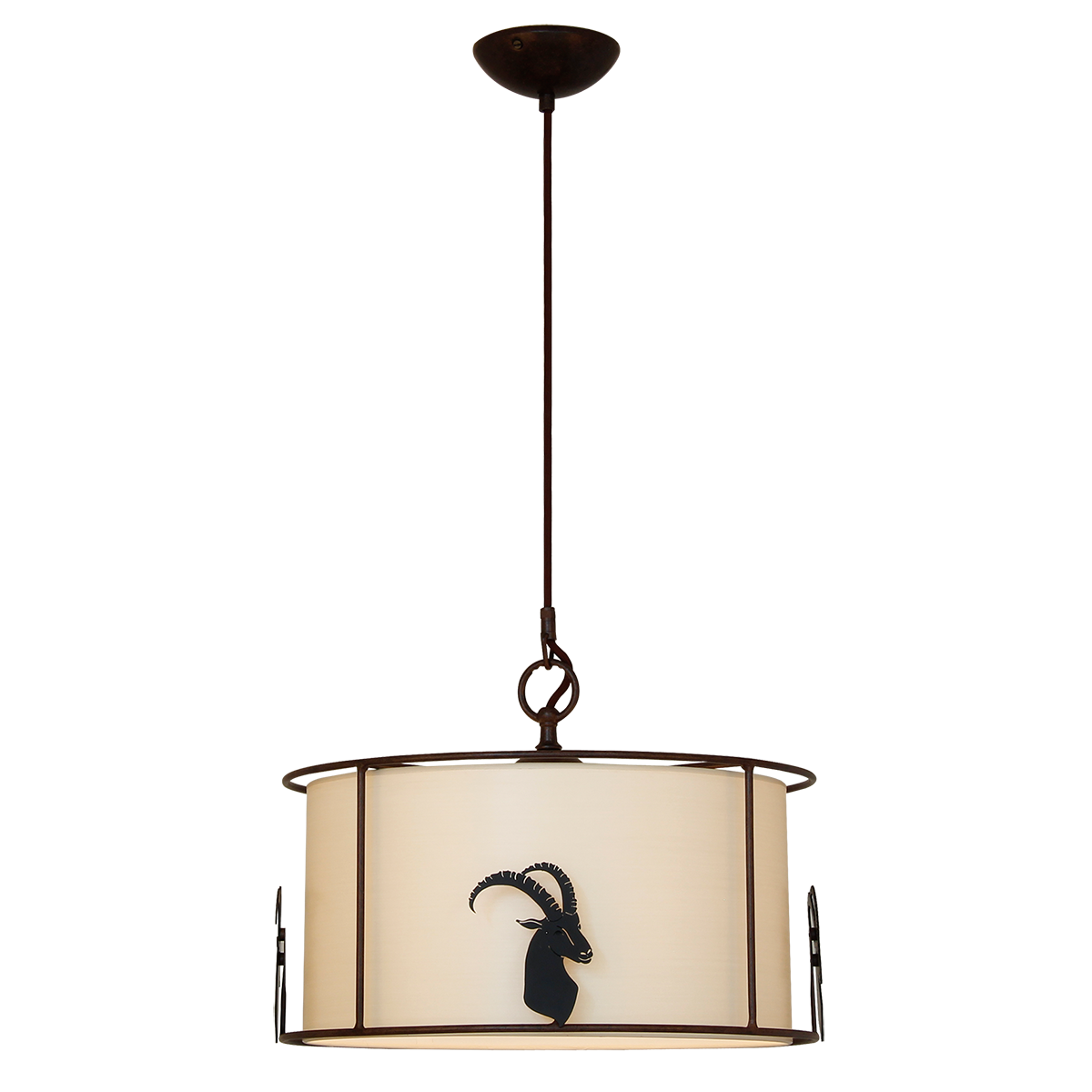 Menzel Themen Esstisch  Pendel D=40cm rund 1xE27, Eisen braun schwarz, incl.Schirm, transparent Strichlack creme, ohne Motive