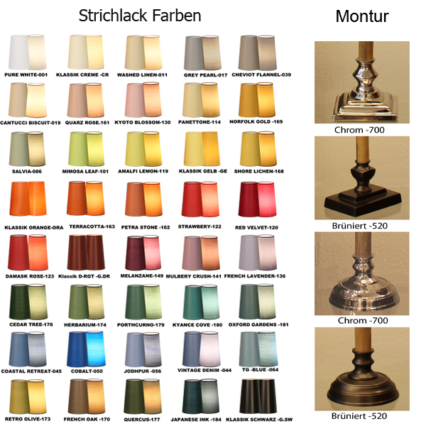 AURELIA Montur Oberflächen, Lampenschirm Strichlack Farben bis D=30cm