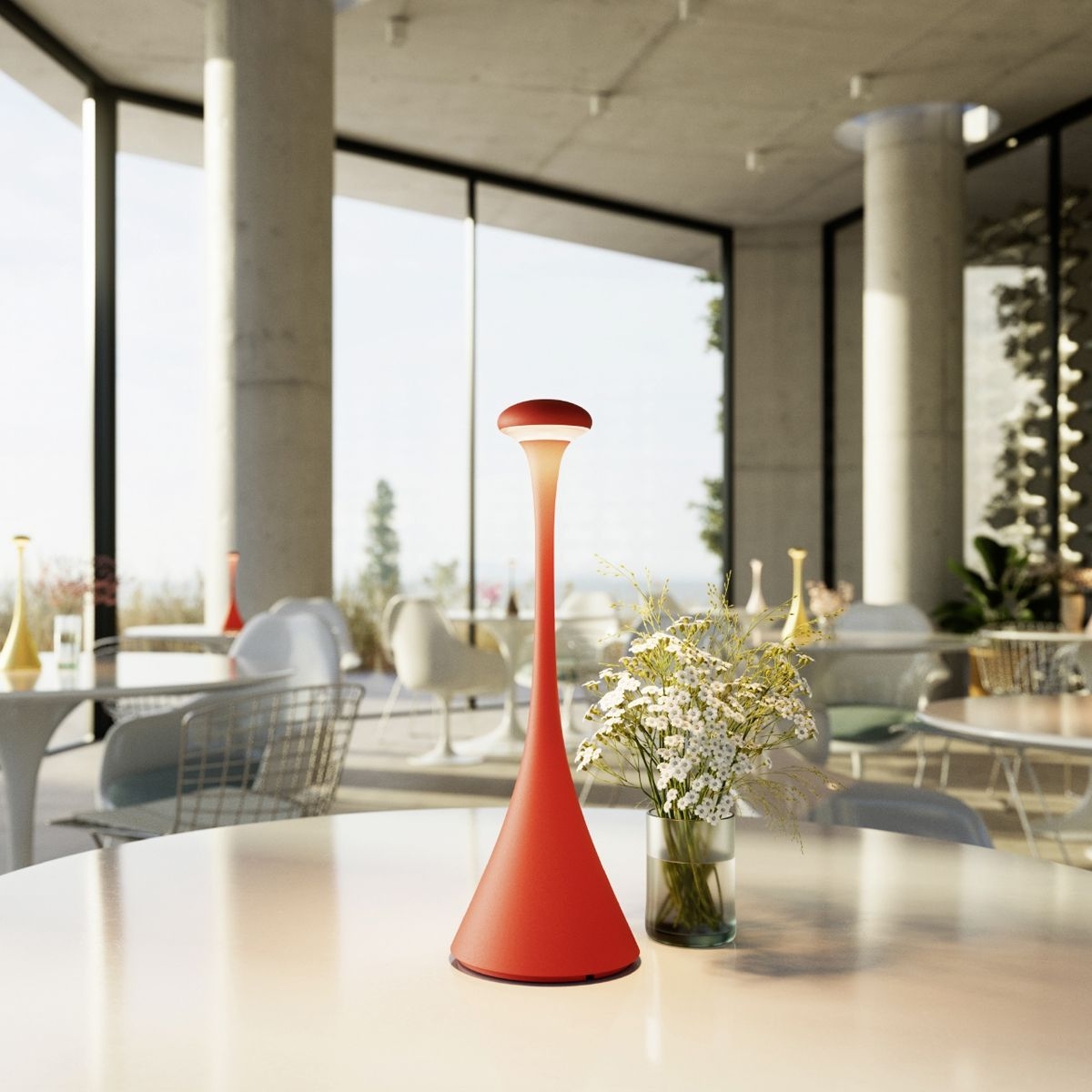 Sigor Akku-Tischleuchte  Nudrop, feuerrot, IP54  LED 2,2W 170/155lm, 2700/2200 K,Höhe 29cm