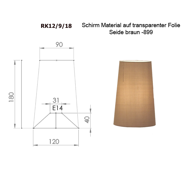 Lampenschirm konisch D=12cm Tischleuchte Wandlampe E14 Seide Farbe nach Wahl