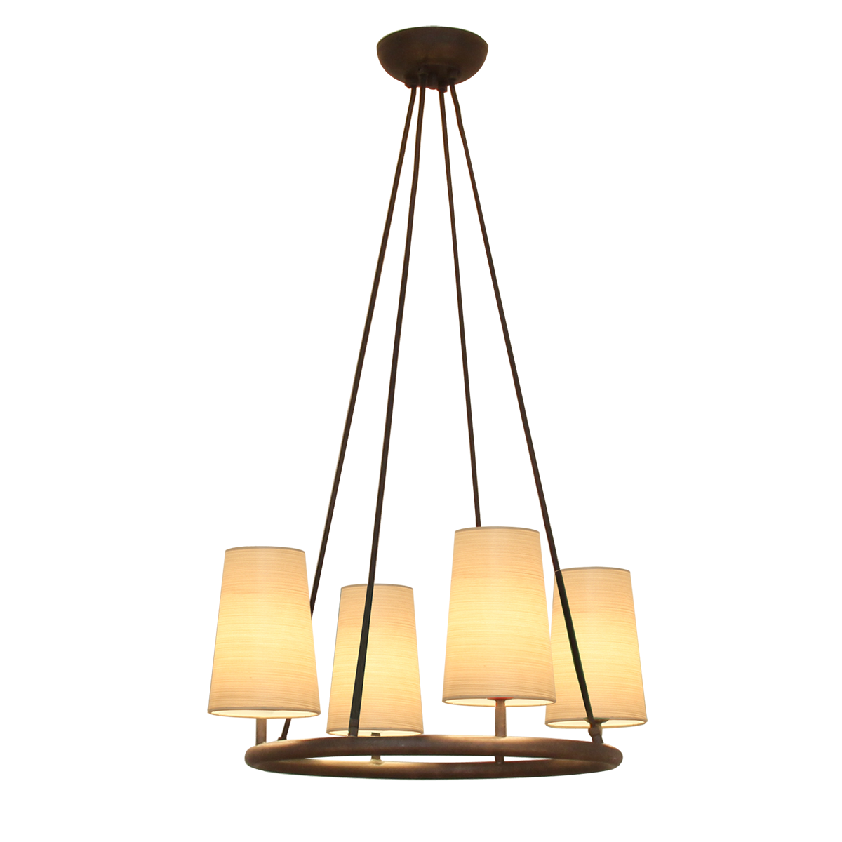Flair Ringkrone D= 52cm 4 flammig mit Lampenschirmen in Strichlack für runde Tische ab 110cm