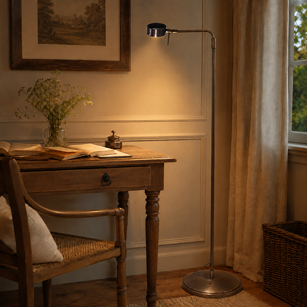 Menzel Leseleuchte LED GX53, Messing brüniert, Fussschalter,incl. LED Leuchtmittel