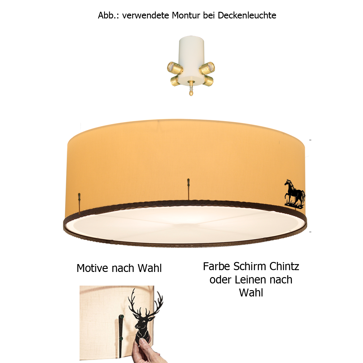 Menzel Themen Deckenleuchte D= 60cm Chintz mit Dekoring an dem magnetisch Motive befestigt werden und Diffusor, für das Landhaus