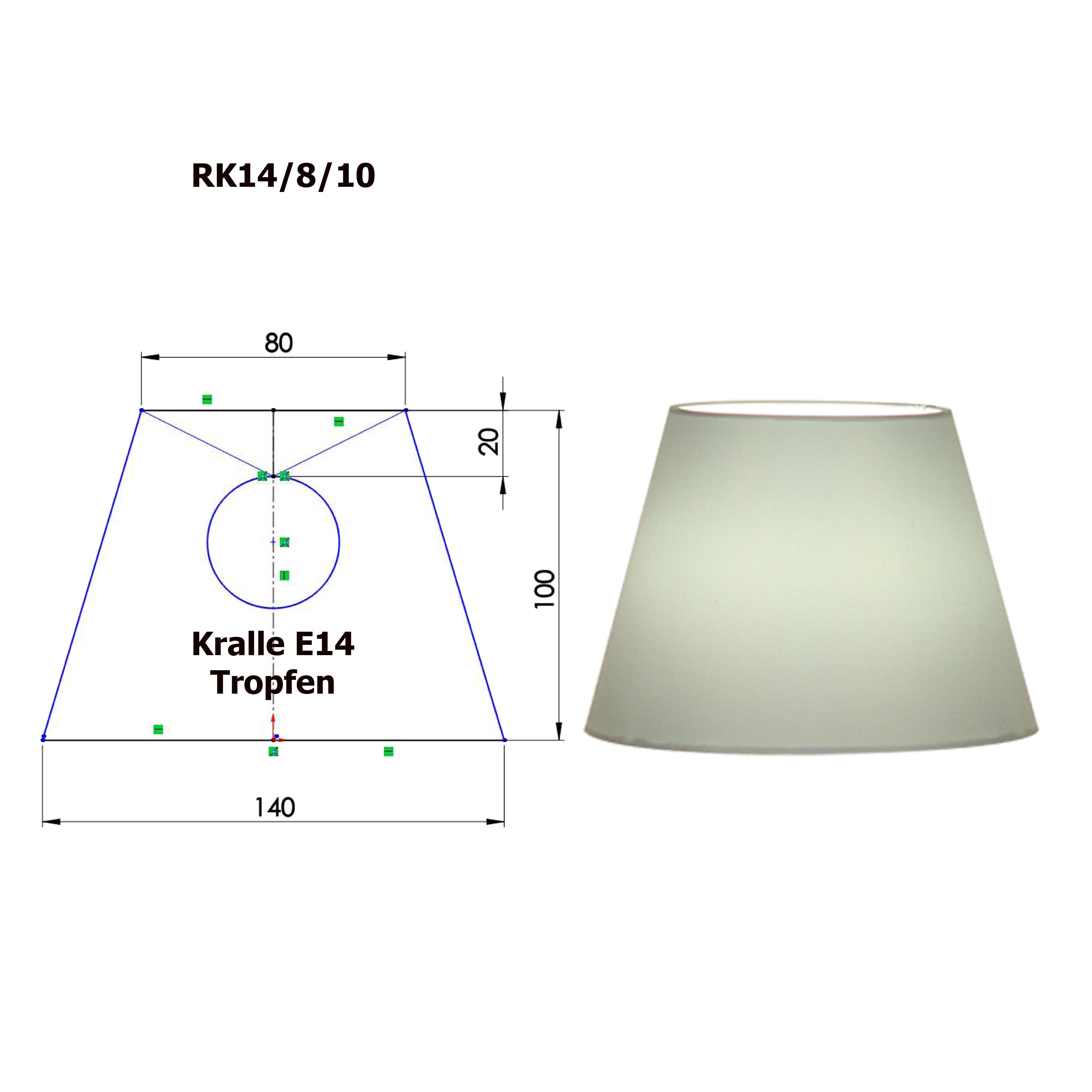 Lampenschirm konisch Aufstecker D=14cm Kralle Tropfen E14 / E27 Chintz Farbe nach Wahl