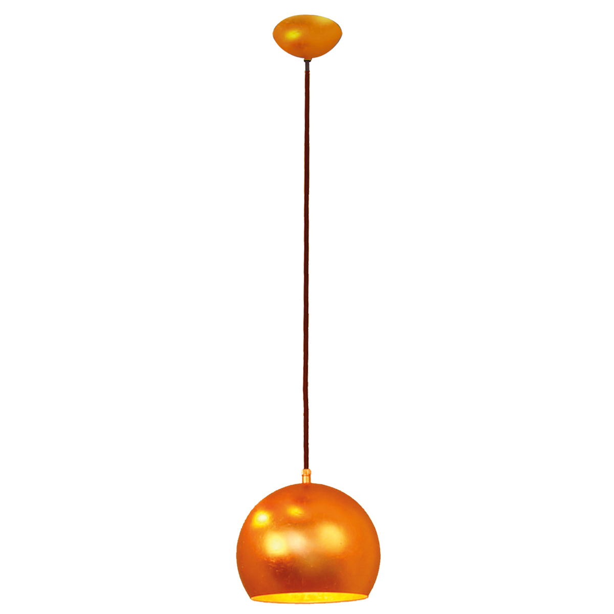 Menzel SOLO exclusiv  Pendel Kugel D=15cm, E27 Blattkupfer Innen Blattgold oder nach Wahl mit Textilkabel Menzel Landhaus