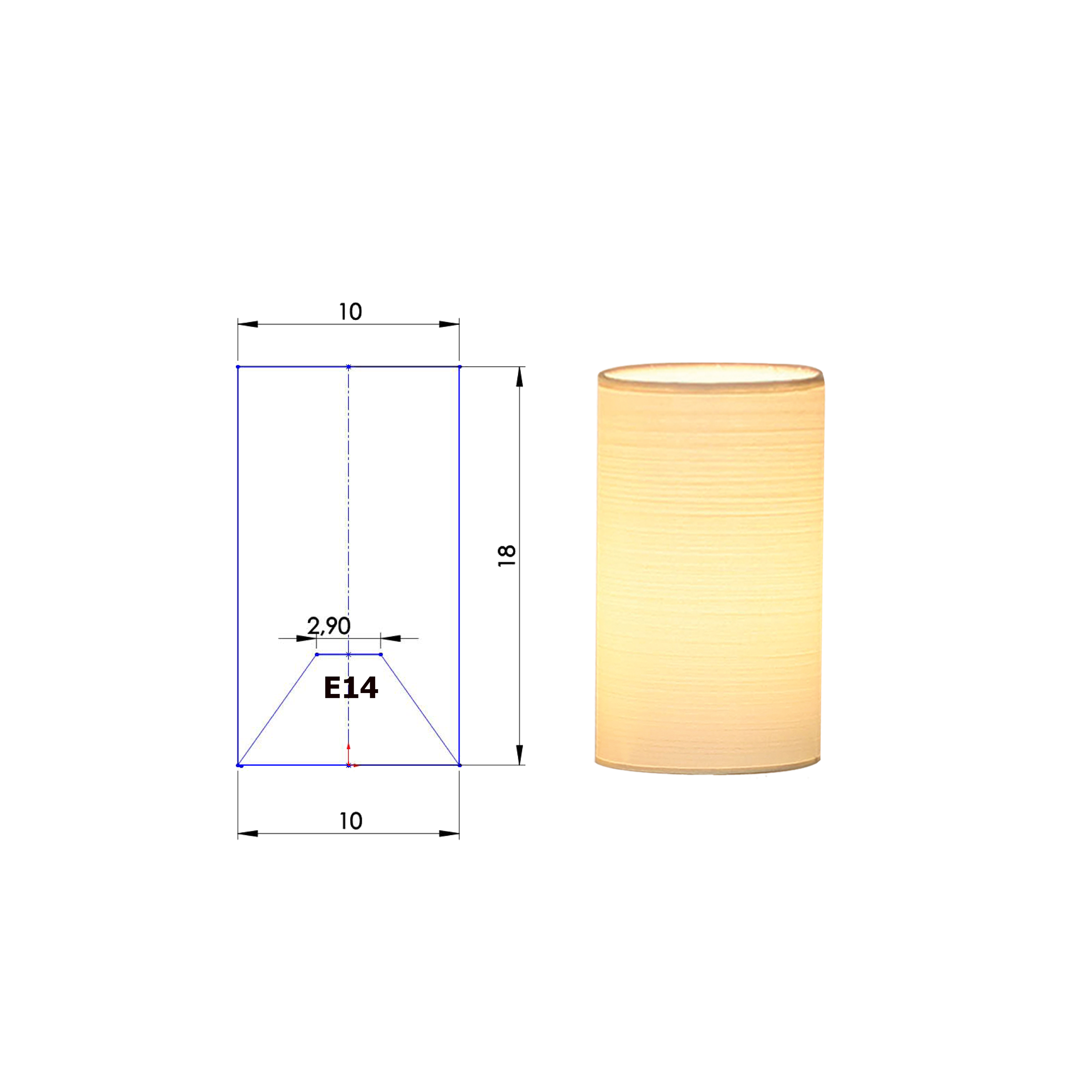 Lampenschirm Tonne E14 Strichlack D=10cm H=18cm Halterung + Farbe nach Wahl