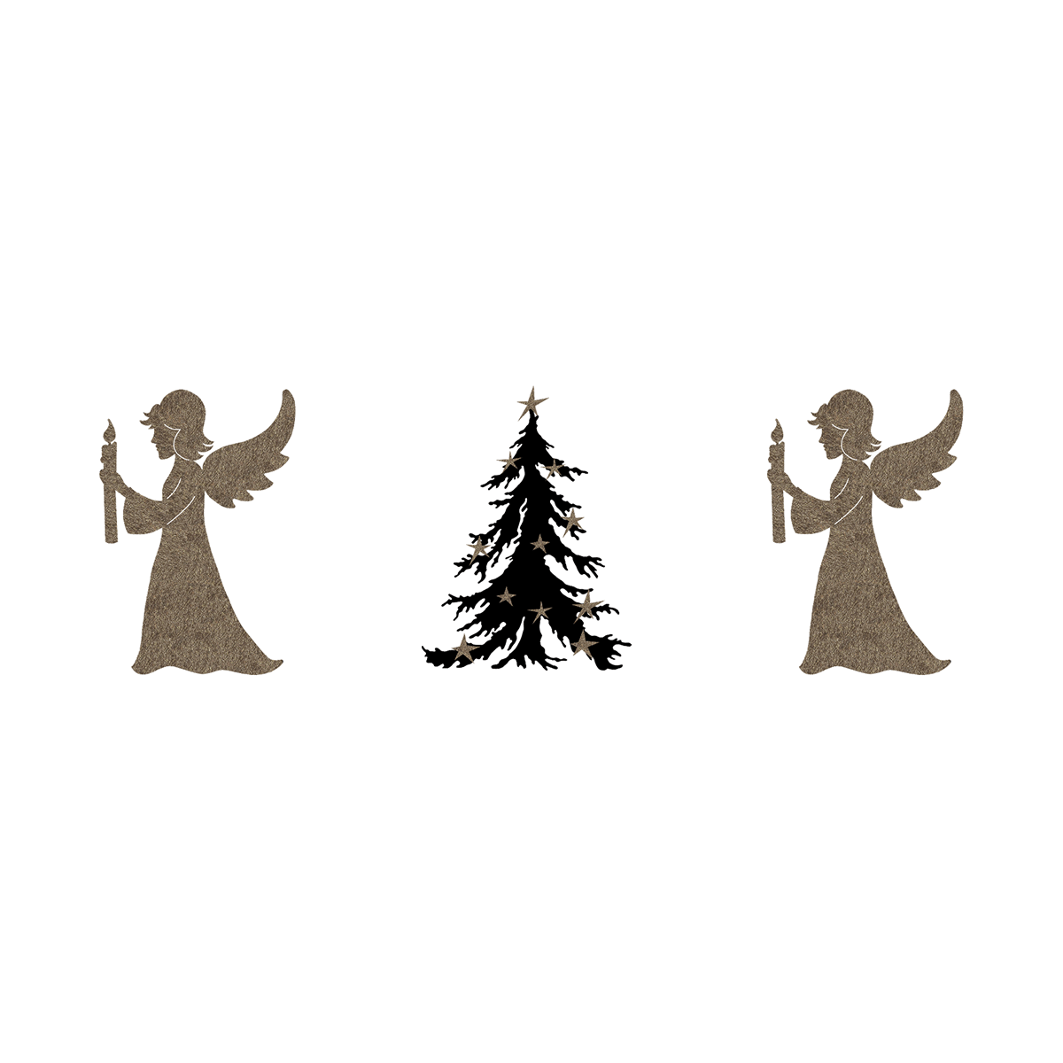 Motivgruppe Weihnachten A3: 2 Engel stehend, 1 x Christbaum