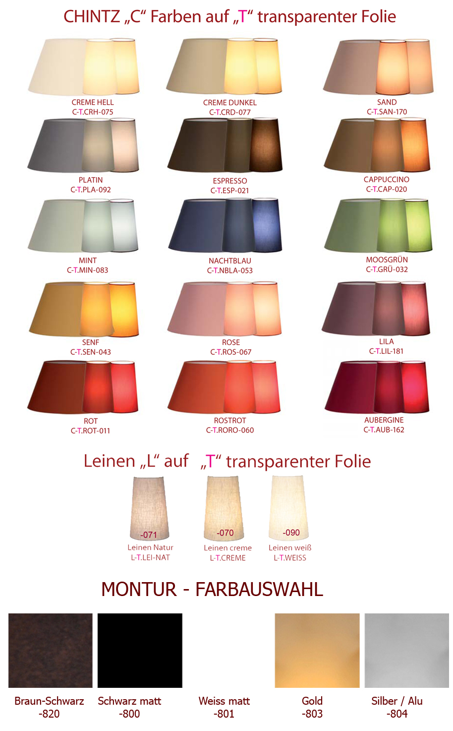 Living Montur Lack uni und Chintz bis D=30cm