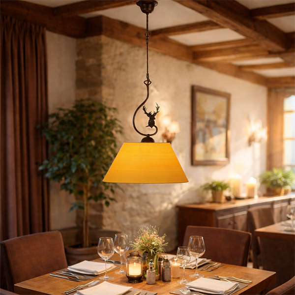 Menzel Themen Esstisch  Pendel D=40cm Eisen braun schwarz Doppel Magnethalter für Motive Schirm nach Wahl