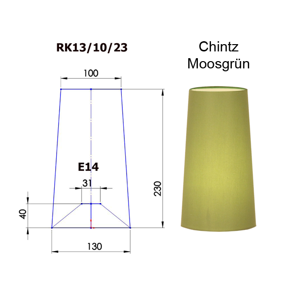 Lampenschirm konisch D=13cm Tischleuchten, Wandleuchten und Kronen E14 Chintz und Farbe nach Wahl
