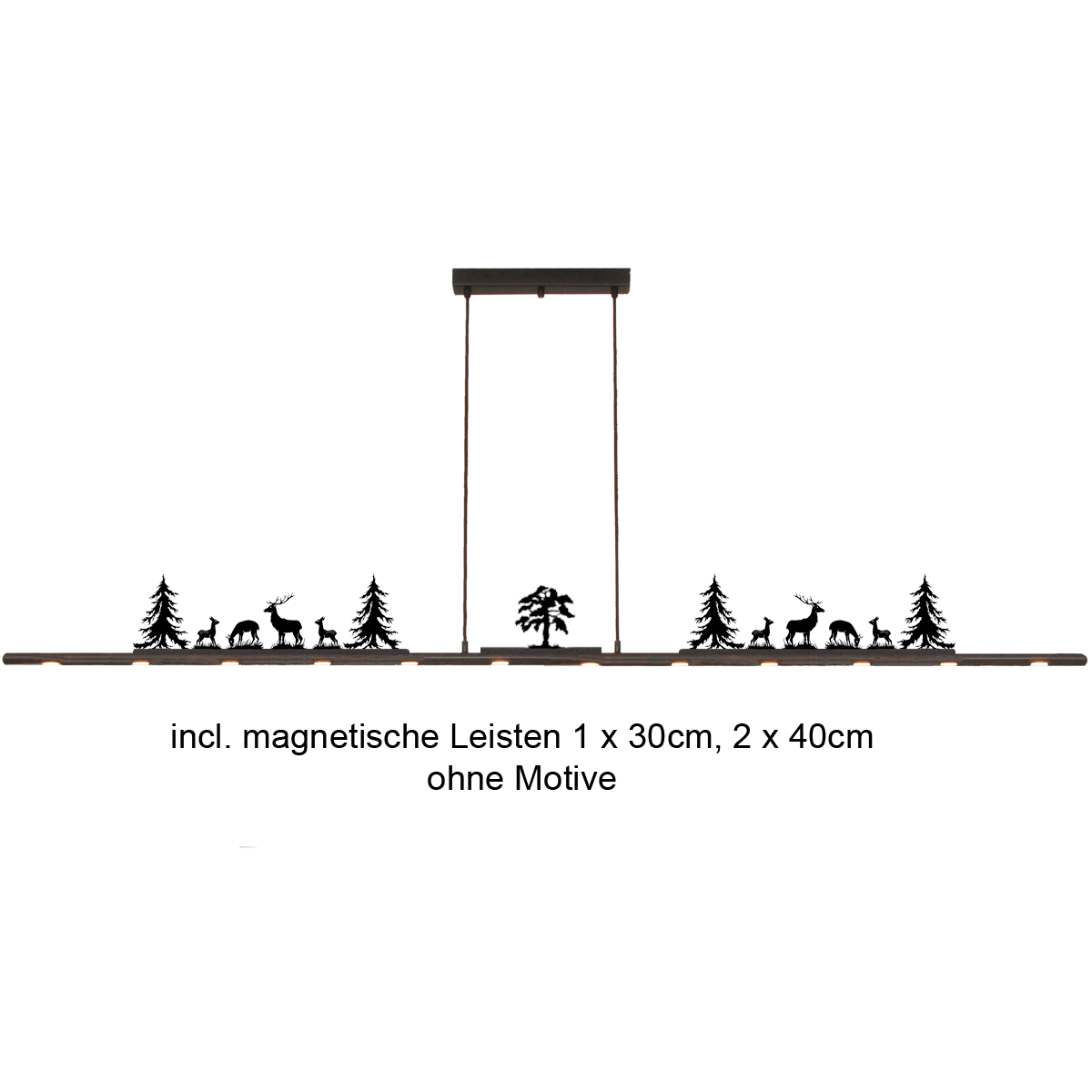 Menzel Themen Anteo LED Hängeleuchte B=190cm für Tisch über 240cm, Eisen braun schwarz mit abnehmbaren Magnetleisten