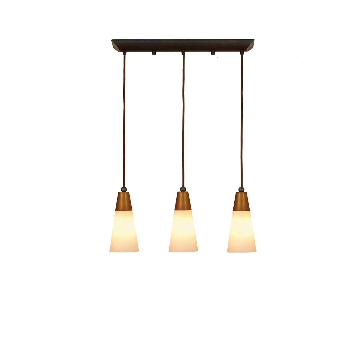 Menzel Stella Hängeleuchte Gehänge B=60cm Eisen farbig mit Messing antik Zierteile und Scavo Glas