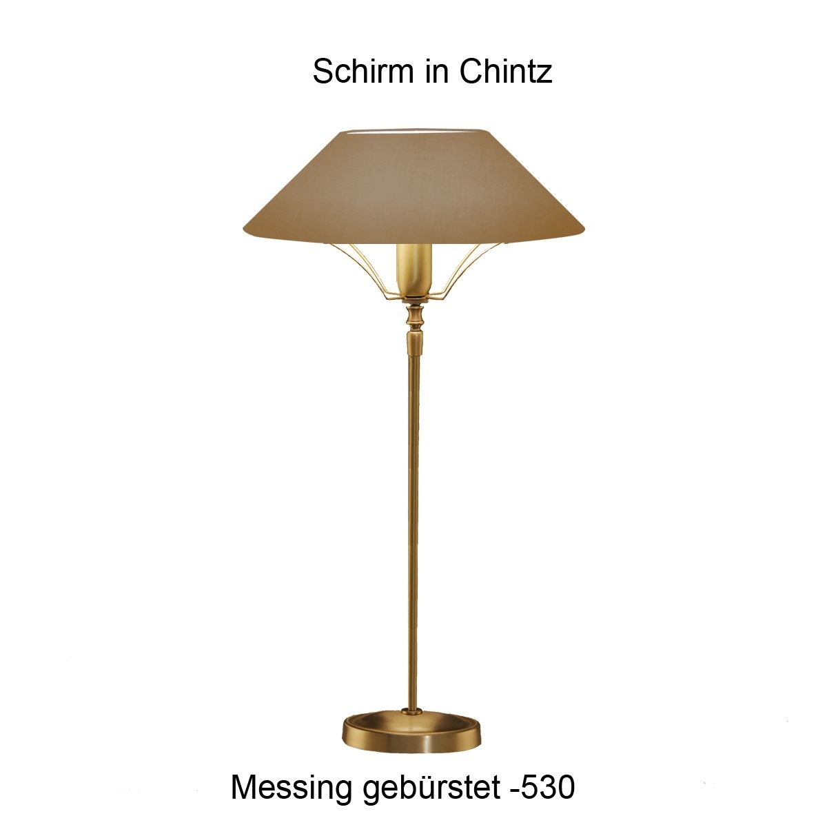 Menzel Living Tischleuchte 4 Messing Kaminleuchte ovaler Sockel ovaler Chintz Lampenschirm