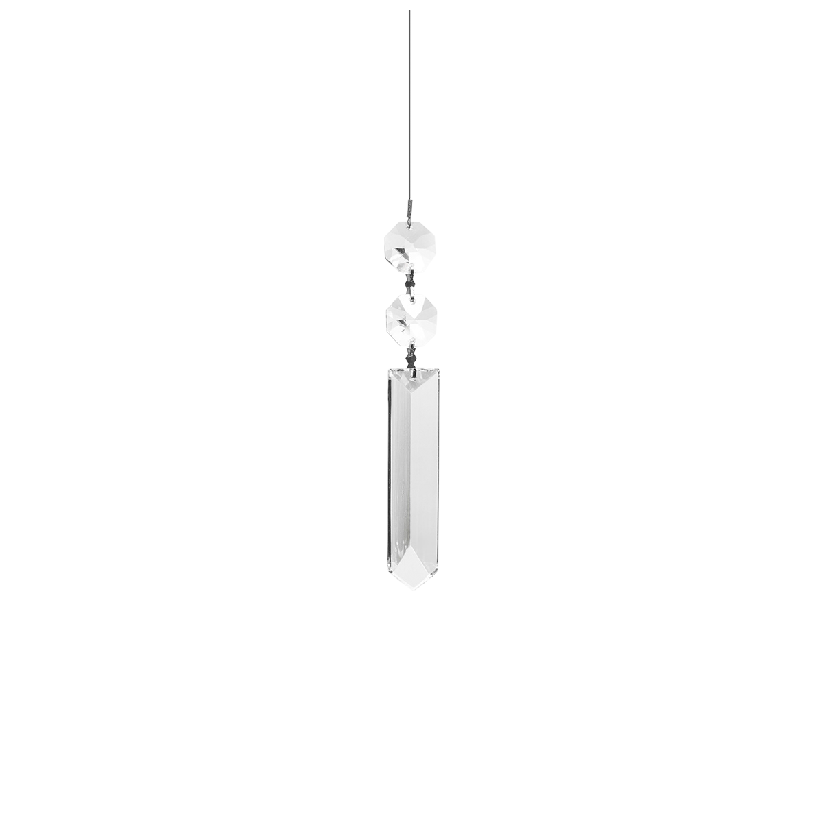 Kristallbehang Rechteck 2 Stück als Paar verbunden mit Edelstahl Faden zum dekorieren  für Kronleuchter oder Balkenleuchten
