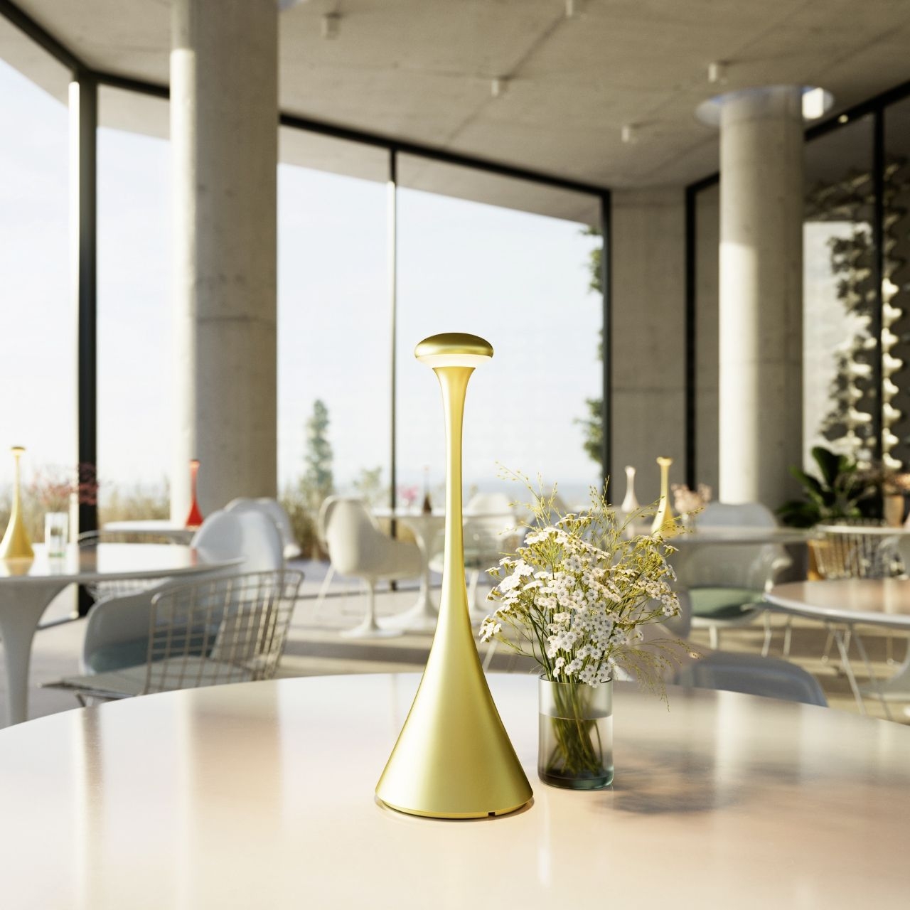 Sigor Akku-Tischleuchte  Nudrop gold IP54  LED 2,2W 170/155lm, 2700/2200 K,Höhe 29cm Sigor Akku-Tischleuchte  Nudrop gold IP54  LED 2,2W 170/155lm, 2700/2200 K,Höhe 29cm