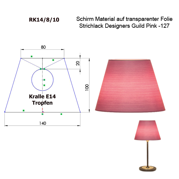 Lampenschirm konisch Aufstecker D=14cm Kralle Tropfen E14 / E27 oder Kerze Strichlack Farbe nach Wahl