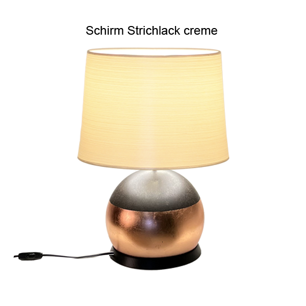 Menzel SOLO Tila Kugel H=45cm, E27, Eisen Blattkupfer in Kombination mit braun-schwarz getupft, incl. Schirm Strichlack D=38cm