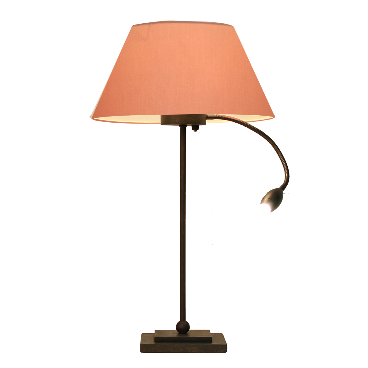 Menzel Living Tischleuchte E27 und Leseleuchte LED 1,5W Eisen braun schwarz mit Lampenschirm Chintz nach Wahl