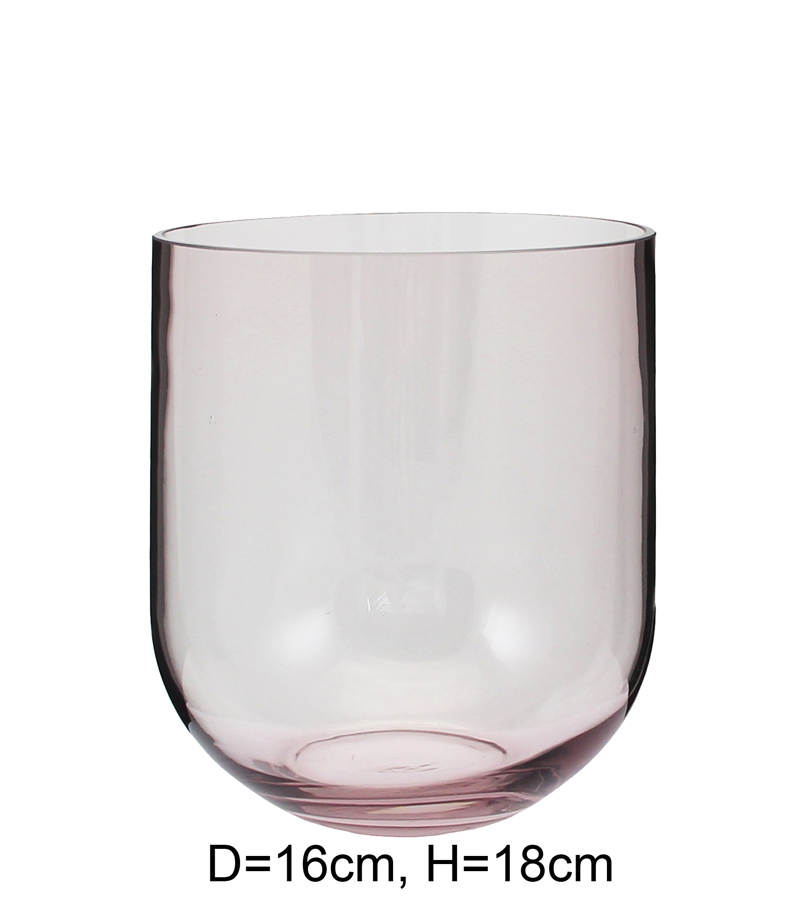 Glaskübel / Vase  rosa durchgefärbt, D16cm, H18cm