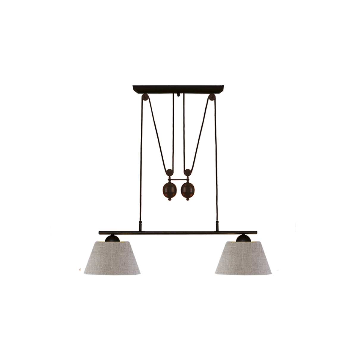 Menzel Pusta Zug B= 85cm Schirm Leinen / Chintz nach Wahl, Eisen braun-schwarz