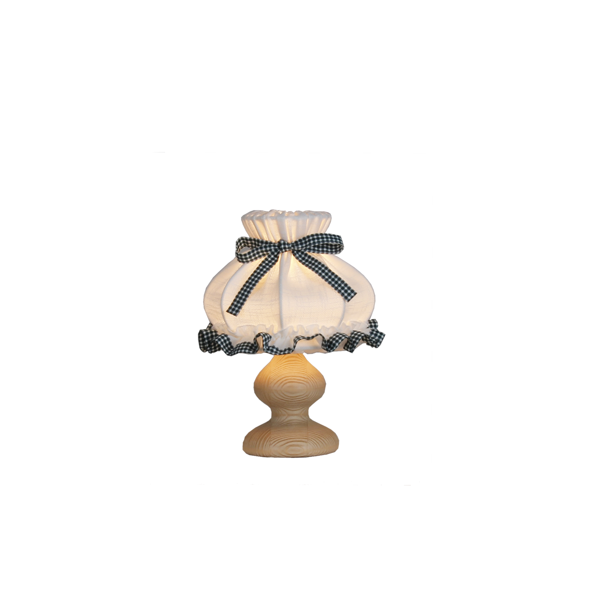 Menzel Landhaus Tischleuchte 20, hell gebeizt mit Stoffschirm Leinen weiß