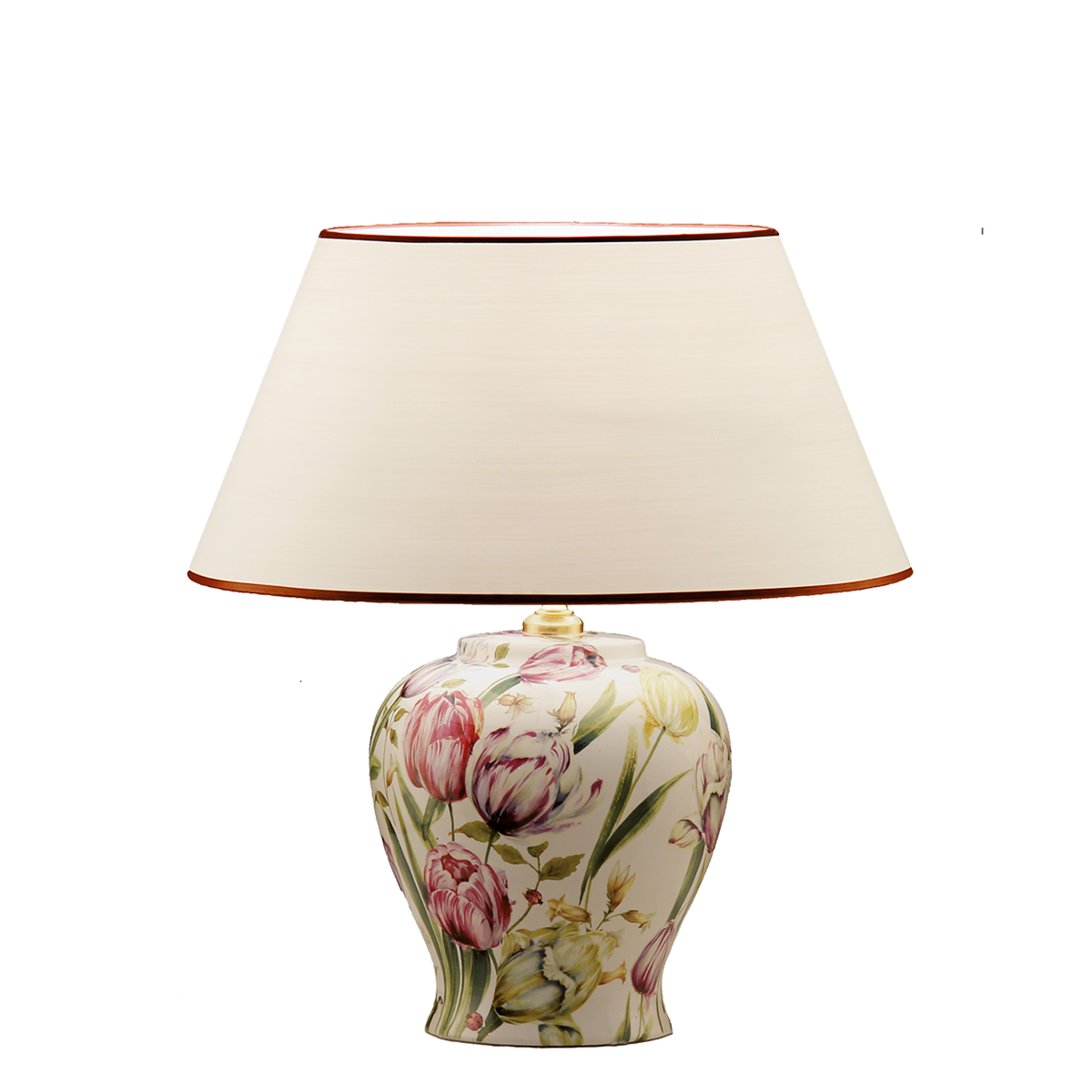Tischleuchte 3 Vasenleuchte mit Dekor Tulpe E27 mit Lampenschirm in Strichlack Farbe nach Wahl
