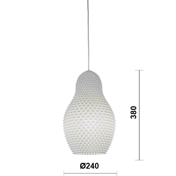 Casablanca Moderne Pendelleuchte aus Biomaterial, gefertigt im 3D-Druckverfahren, weiß matt, 1-flammig E27 max. 15 Watt, Ø=24cm