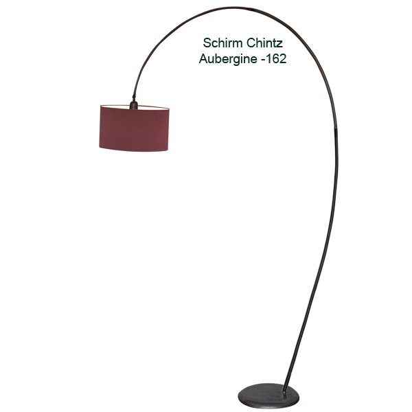 Menzel Flair Standleuchte E27, Schirm Tonne Chintz D=35cm Farbe nach Wahl, Eisen braun-schwarz