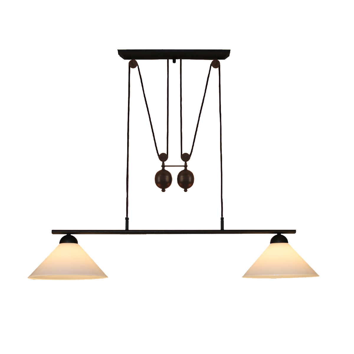 Menzel Pusta Zug B=110cm Glas Opal weiß, Eisen braun-schwarz