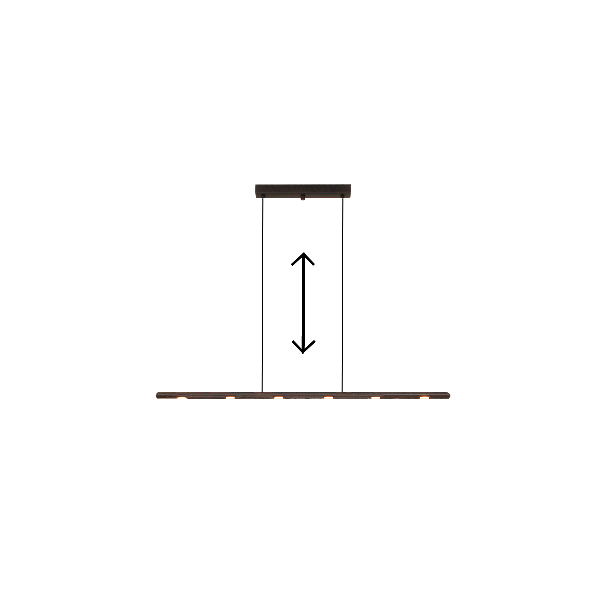 Anteo LED Hängeleuchte höhenverstellbar, B= 95cm für Tisch über 140cm Länge Eisen braun schwarz Optional mit Kristallbehang Chalet