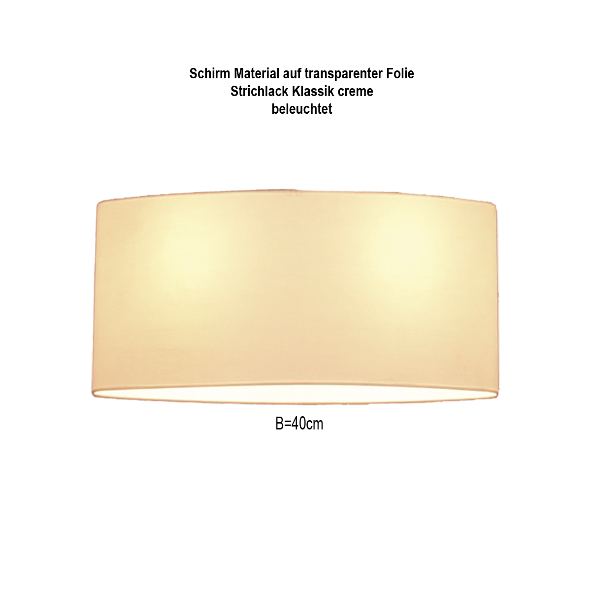 Lampenschirm oval konisch,B=40cm, Strichlack Farbe und Halterung nach Wahl