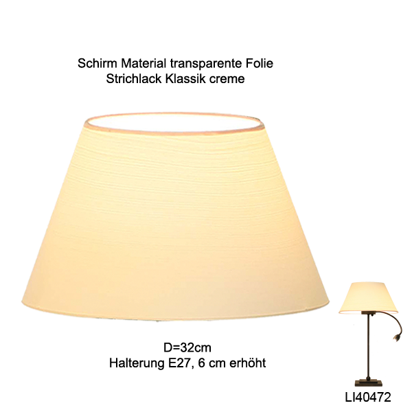 Lampenschirm konisch D=32/18cm Tischleuchte E27 Strichlack Farbe nach Wahl
