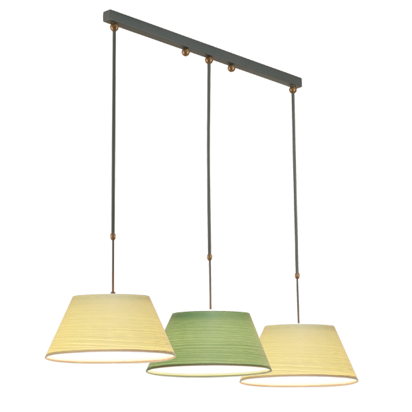 Menzel Stella Gehänge mit Teleskopstangen 3 x E27,Eisen Farbe nach Wahl, mit Schirm konisch RK35 gleiche Farbe