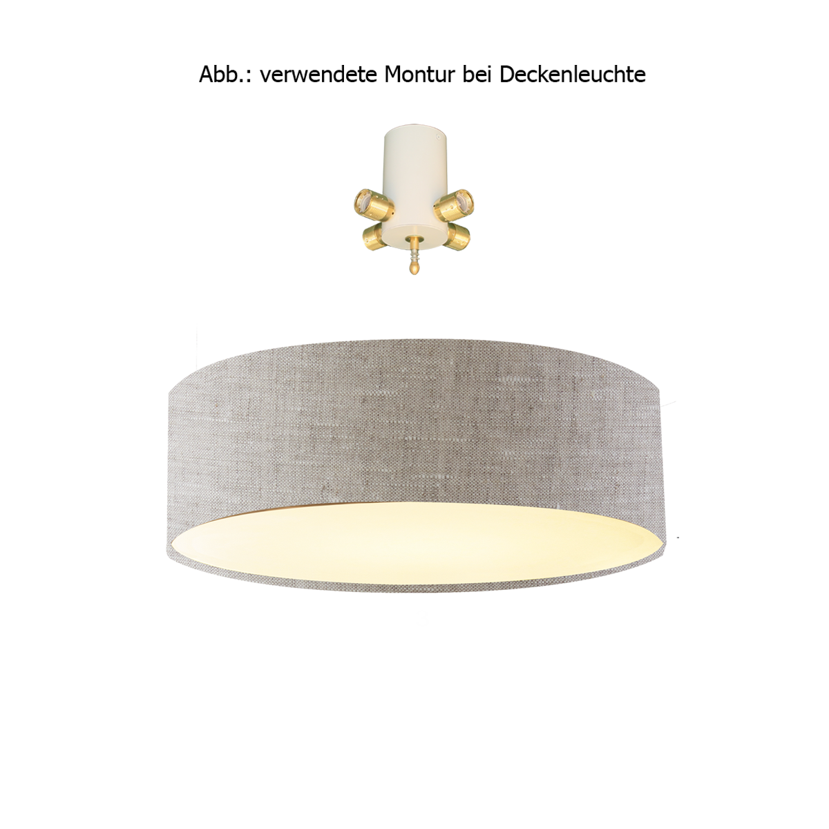 Menzel Living Elegant grosse Deckenleuchte D= 60cm 4 flammig E27 mit Lampenschirm in Leinen oder Chintz und Diffusor in Acryl für das Chalet