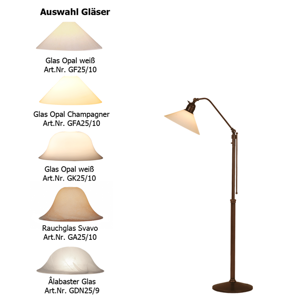 Menzel Anno 1900 Standleuchte E27 ohne Glas, Messing brüniert