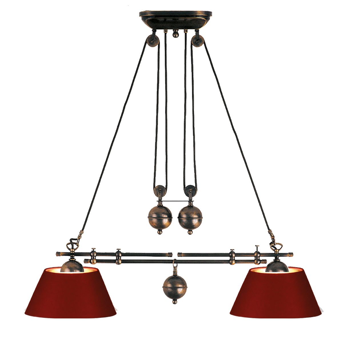 Menzel Anno 1900 Zugleuchte E27 Strichlack 30cm, Breitenverstellung in Messing brüniert oder gebürstet