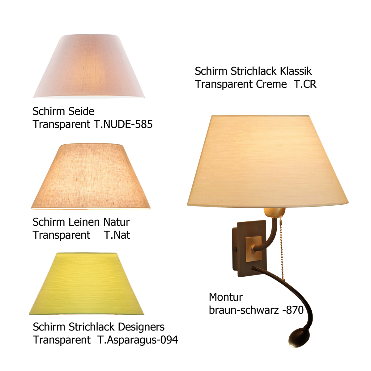 Menzel Living Elegant Wandleuchte E27 B=30cm mit LED Lesearm und konischem Strichlack Lampenschirm