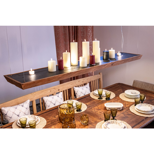 Große Esstisch LED Hängeleuchte Holz 180cm für Tische über 240cm Länge  Licht nach oben und unten für das Landhaus