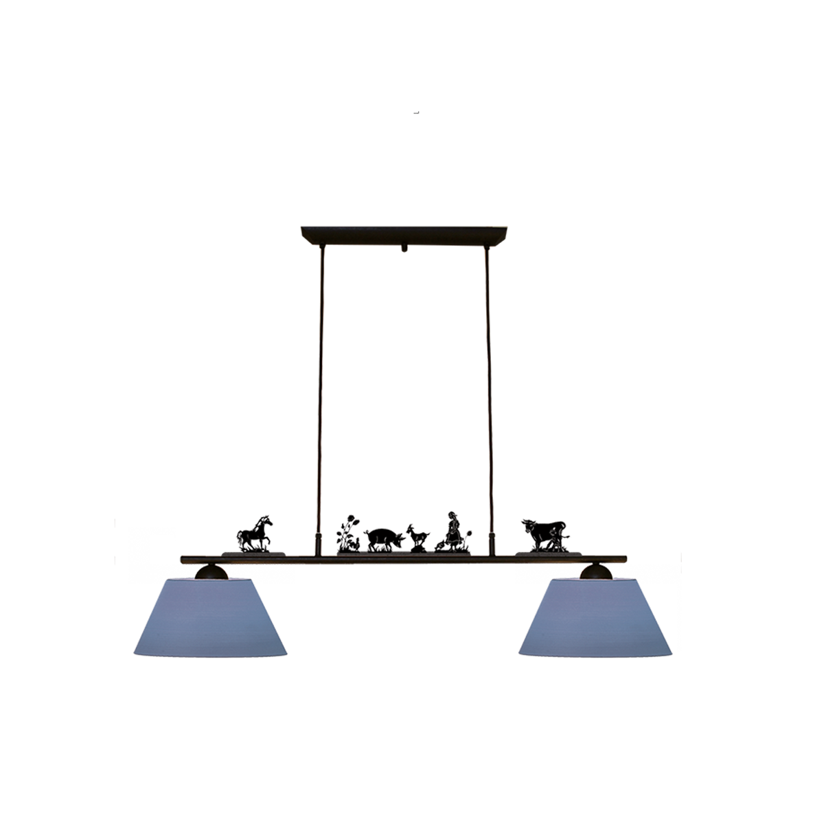 Menzel Themen Esstisch Balken B=110cm Hängeleuchte braun schwarz Lampenschirm Farbe nach Wahl