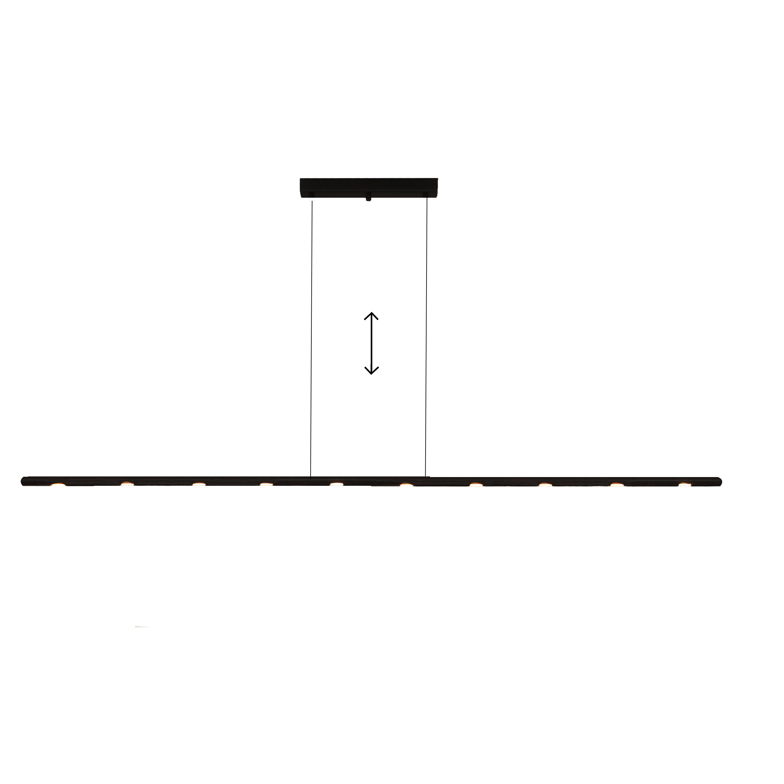 Balken unsichtbare Höhenverstellung,10 x LED-TW, Ei.braun-schwarz,B=160cm
