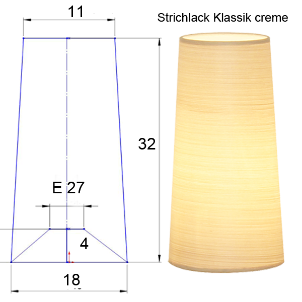 Lampenschirm konisch D=18cm, H=32cm, E27 Strichlack Farbe nach Wahl