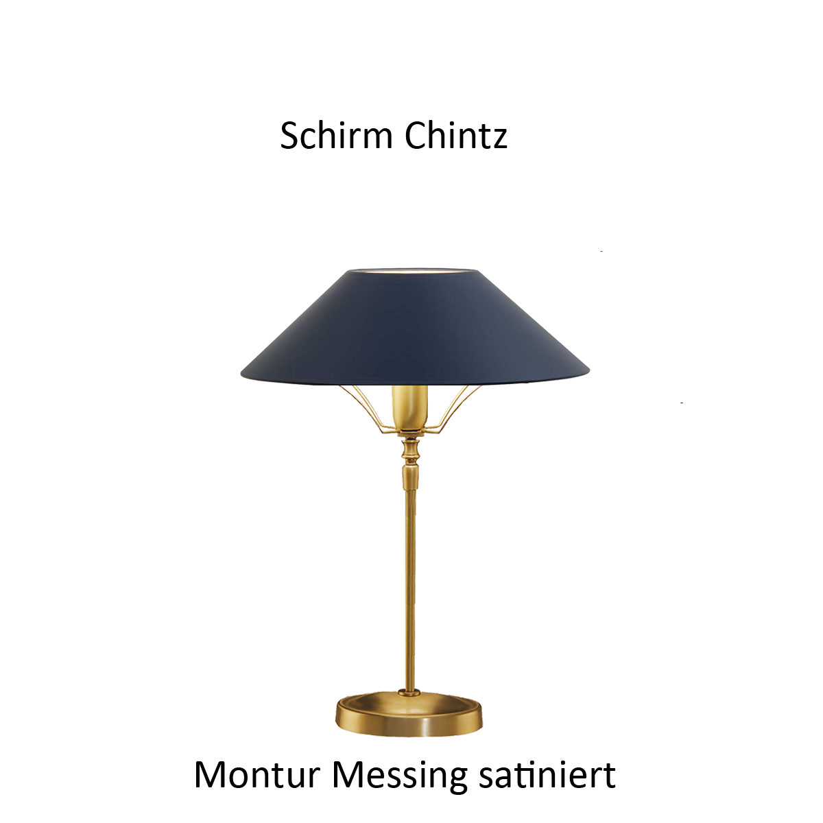 Menzel Living Tischleuchte 3 Messing Kaminleuchte ovaler Sockel ovaler Chintz Lampenschirm