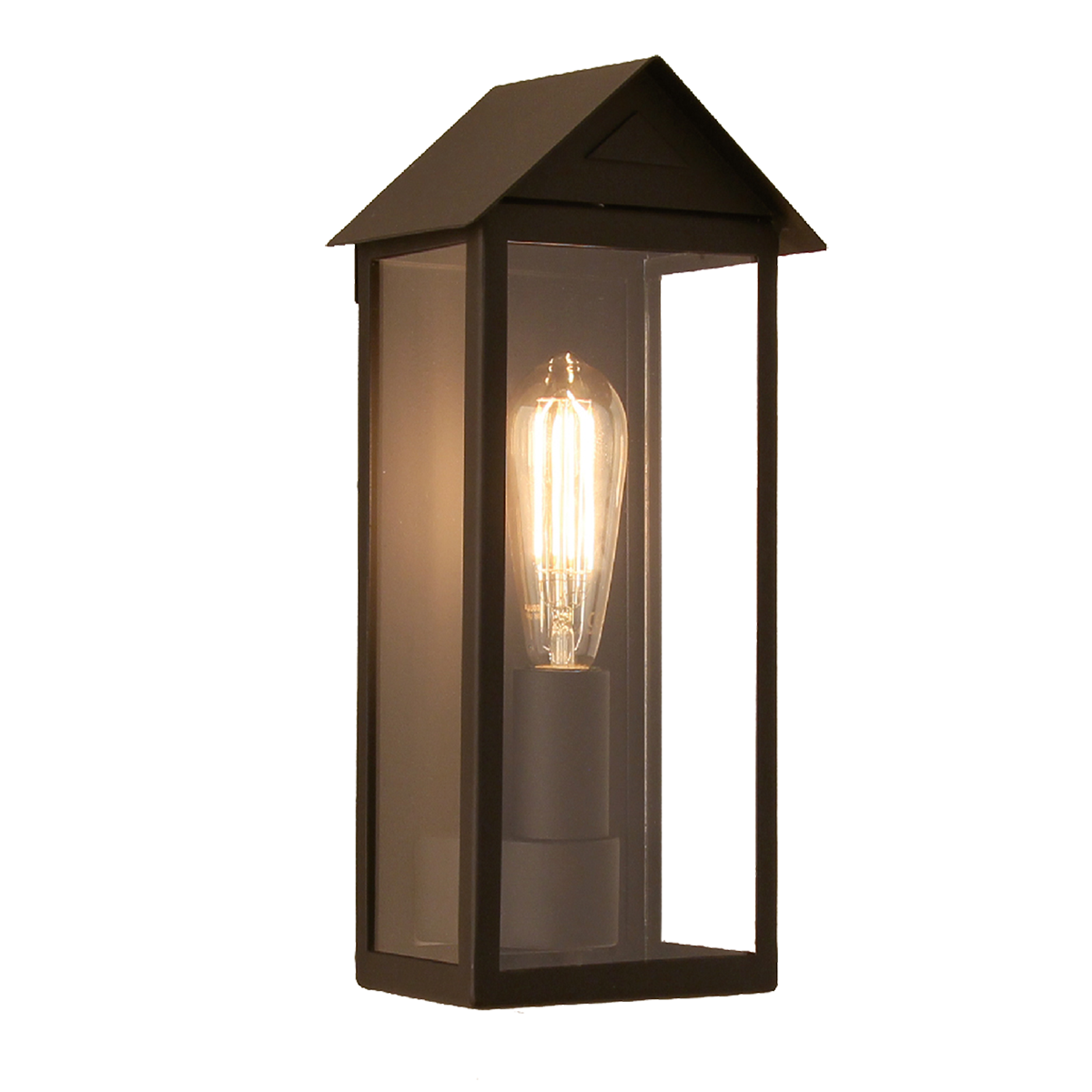 Menzel Chalet Außenleuchte Wandlaterne schwarz, H=42cm Fassung E27 - IP44, mit Glas in klar Menzel Chalet Außenleuchte Wandlaterne schwarz, H=42cm Fassung E27 - IP44, mit Glas in klar