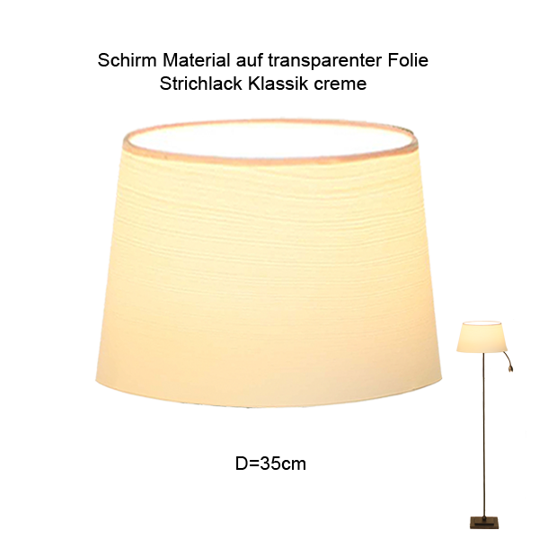 Lampenschirm konisch D=35/30cm E27 unten 6 cm erhöht, Strichlack Farbe nach Wahl