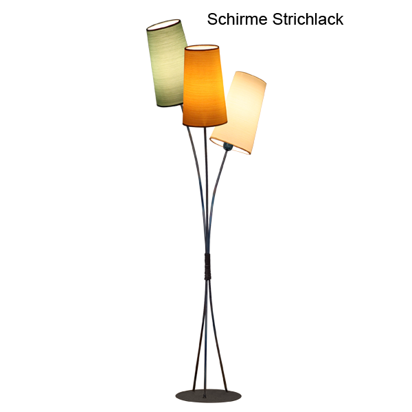 Menzel Flair Standleuchte E27, Schirme D=18cm Strichlack nach Wahl, Eisen braun schwarz