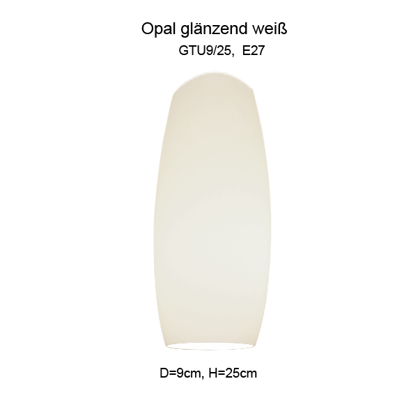 Menzel Leuchtenglas Tulpenglas E27 Opal weiß GTU9/25, D=9cm, H=25cm