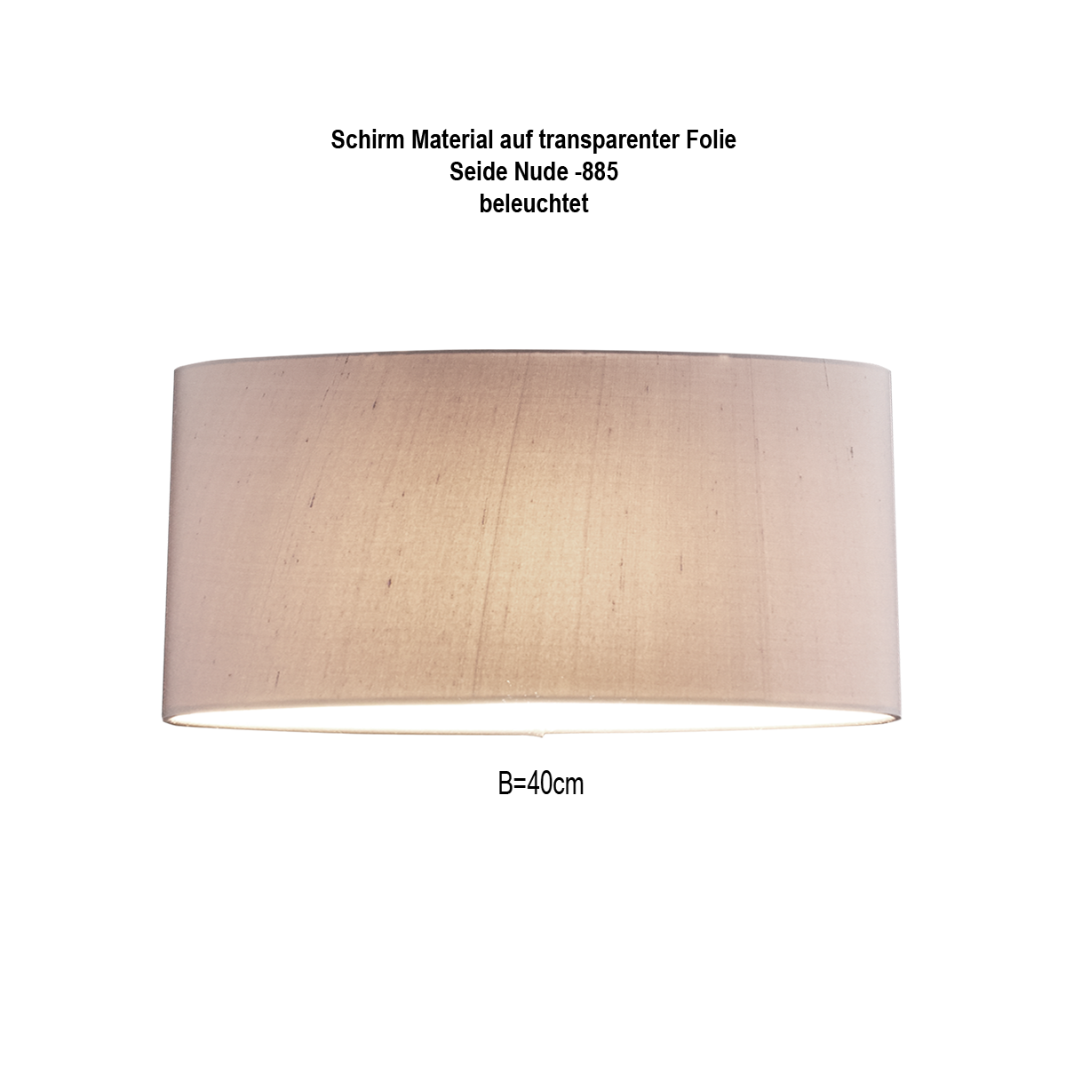 Lampenschirm ovale Tonne, B=40cm, Seide Farbe und Halterung nach Wahl