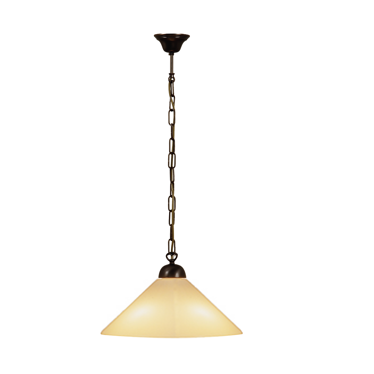 Menzel Anno 1900  Pendel E27, Opalglas 39cm ambra, Messing brüniert